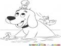Dibujo Del Perro Rojo Cliford Jugando En El Agua Para Pintar Y Colorear