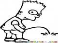 Dibujo De Bart Simpson Orinando Para Pintar Y Colorear A Bart Haciendo Pipi