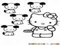 4 Perritos Con La Hello Kitty Para Pintar Y Colorear