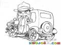 Dibujo De Mafioso En Su Carro Para Pintar Y Colorear
