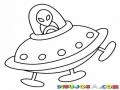 Dibujo De Ovni Para Pintar Y Colorear Alien En Su Platillo Volador