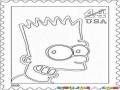 Sello Postal De Bart Simpson Para Pintar Y Colorear