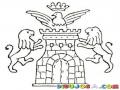 Escudo Heraldico De La Villa De Tobarra Para Pintar Y Colorear Dibujo De Escudo Con Leons