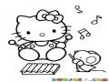 Dibujo De La Hellokitty Tocando El Piano Para Pintar Y Colorear