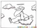Dibujo De San Pedro Sentado En Una Nube Para Pintar Y Colorear