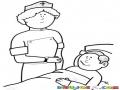 Dibujo De Enfermera Cuidando A Un Paciendte Para Pintar Y Colorear Enfermerita Tomando La Temperatura A Un Enfermito