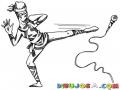 Dibujo De Ninja Pateando Un Microfono Para Pintar Y Colorear