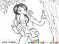 Dibujo De Chica Exploradora Con Arco Y Flechas En El Bosque Para Pintar Y Colorear