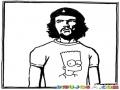 Dibujo Del Che Guevara Con Player De Bart Simpson Para Pintar Y Colorear