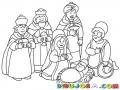 Dibujo De Los 3 Reyes Magos Visitando A Jesus Para Pintar Y Colorear