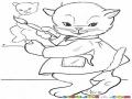 El Gato Pintor Dibujo De Gatito Pintando A Otro Gato Para Pintar Y Colorear