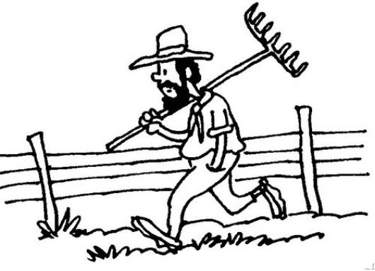 Dibujo De Un Granjero Caminando Con Un Arado En El Hombro Para Pintar Y Colorear Colorear Dibujos Varios Dibujo De Un Granjero Caminando Con Un Arado En El Hombro Para