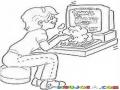 Dibujo De Mujer Chateando Para Pintar Y Colorear Chica Tecleando Rapido Y Duro En La Computadora
