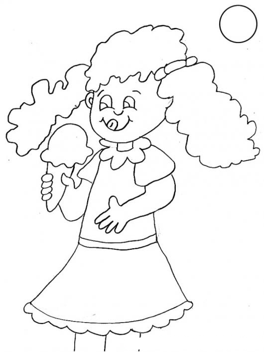 ... colorear de una nina colocha comiendo un helado | dibujosa.com