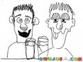 Dibujo De 2 Borrachos Para Pintar Y Colorear Amigos Bebiendo