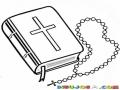 Dibujo De Biblia Con Rosario Para Pintar Y Colorear