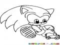Dibujo De Sonic Jugando Con Un Carrito Para Pintar Y Colorear