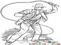 Dibujo De Indiana Jones Con Su Latigo Para Pintar Y Colorear