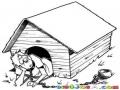 Dibujo De Hombre Encadenado En Una Casa De Perro Para Pintar Y Colorear