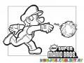 colorear a Mario Bros tirando bola de fuego