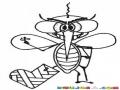 Mosquito Con La Pata Quebrada Y Enyesada Para Pintar Y Colorear Mosco Con Yeso Y Muletas
