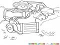 Dibujo De Finquerito Jalando A Su Caballo Con Una Camioneta Para Pintar Y Colorear