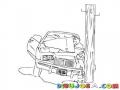 Dibujo De Carro Accidentado Para Pintar Y Colorear Choque De Carro Contra Un Poste De Luz