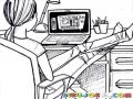 Dibujo De Chica En Su Laptop Viendo Videos Para Pintar Y Colorear