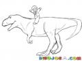 Dibujo De Nino Sobre Dinosaurio Para Pintar Y Colorear