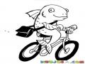 Dibujo De Pescado En Bicicleta Para Pintar Y Colorear