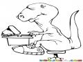 Dibujo De Un Dinosaurio Con Una Computadora Para Colorear
