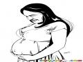 Dibujo De Mujer Embarazada Feliz Para Pintar Y Colorear