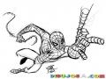 Dibujo De Spiderman Sacando Tela De Arana Para Colorear