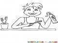 Dibujo De Nino Lavandose Los Dientes Con Pasta De Colgate Para Colorear