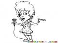 Dibujo De Mujer Cantando Con Microfono Para Colorear