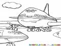 Dibujo De Aviones Comerciales En Un Aeropuerto Para Pintar Y Colorear Avion Jumbo Con Ojos