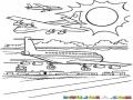 Dibujo De Aereopuerto Con Aviones Volando En Un Dia Soleado Para Pintar Y Colorear Aeronautica Civil