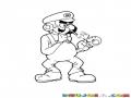 Dibujo De Mario Bros Con Bola De Fuego Para Pintar Y Colorear