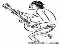 Dibujo De Chico Guitarrista Con Guitarra Electrica Para Pintar Y Colorear