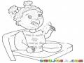Bebitanegrita Dibujo De Bebe Negrita Comiendo En Mesa De Bebes Para Pintar Y Colorear