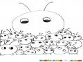 Dibujo De Muchas Hormigas Con La Hormiga Reina Para Pintar Y Coloreear Enjambre De Hormigas
