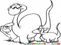 Dibujo De Mama Dinosaurio Con Sus 2 Hijos Dinosaurito Y Dinosaurita Para Colorear