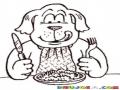 Dibujo De Perro Con Su Lato De Comida Listo Para Comer
