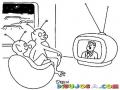 Dibujo De Extraterrestres Viendo Television Para Pintar Y Colorear