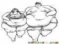 Gorditos Dibujo De Pareja De Obesos Corriedo Juntos Para Pintar Y Colorear