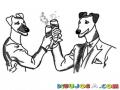 Dibujo De Perros Brindando Con Copas De Shampan Para Pintar Y Colorear