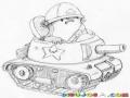 Dibujo De Pollito Militar Con Tanque De Guerra Para Pintar Y Colorear