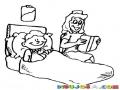 Dibujo De Nino Enfermo Pero Feliz Con Una Enfermera Leyendole Un Cuento Para Pintar Y Colorear