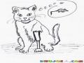 Dibujo De Gato Con Protesis Pensando En Un Raton Para Pintar Y Colorear