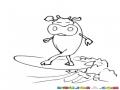 Vaca Surfeando Para Pintar Y Colorear Vaca En Tabla De Surf